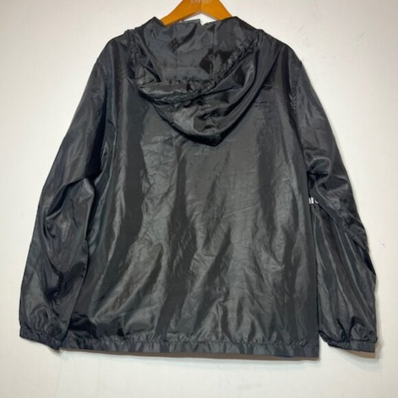 Polaroid Windbreaker Hooded Pullover 1/4 Zip Jacket Retro Black Rainbow Sz XL - Picture 2 of 8